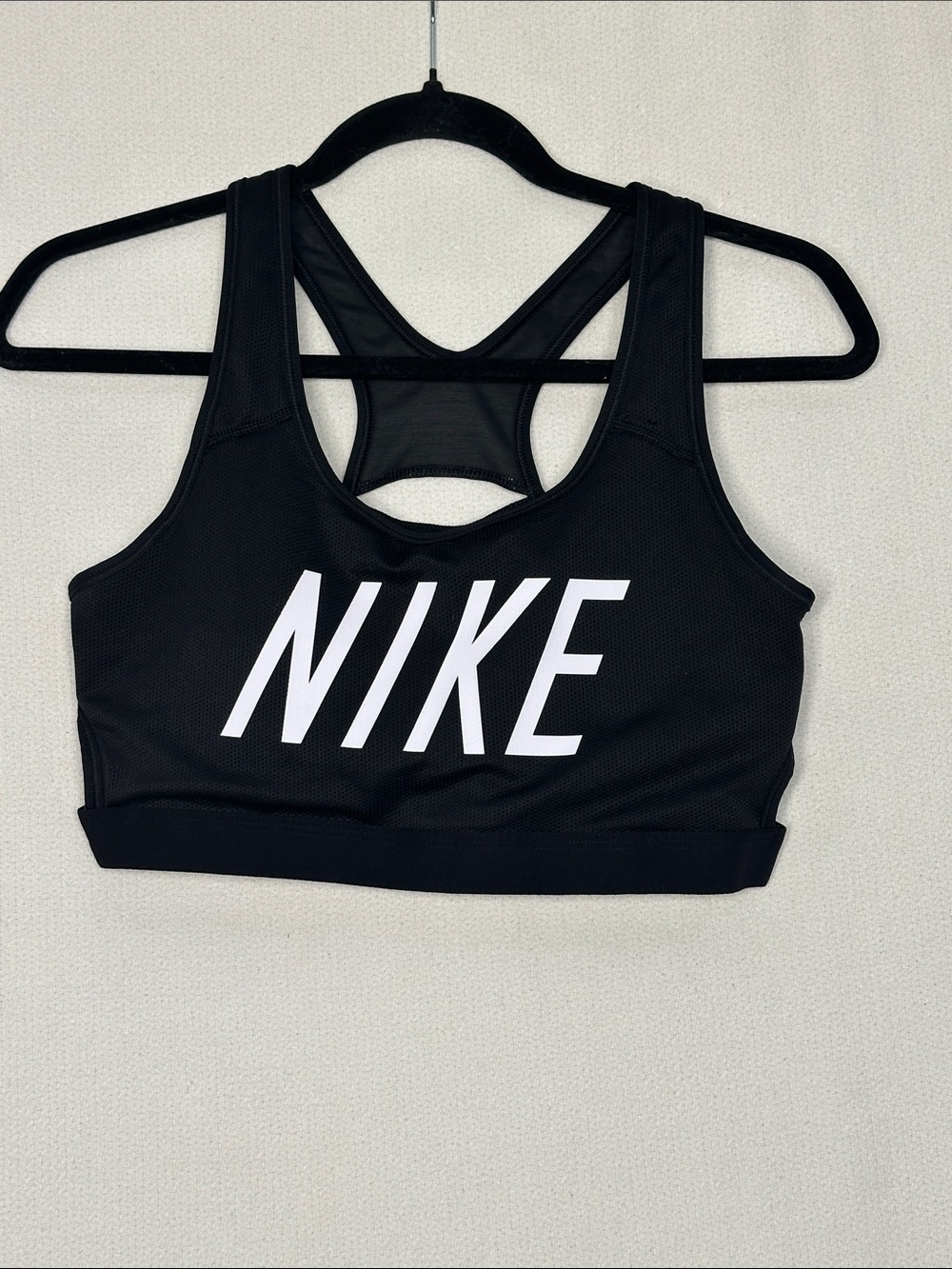 Nike Black and White Logo Racerback Sports Bra